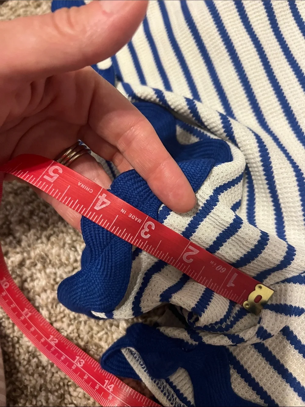 Entro Royal Blue & White Striped Elastic Shorts with Ric Rac Scalloped Hem CUTE! - Picture 4 of 11